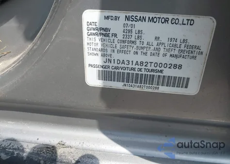 2002 Nissan Maxima Se z USA, uszkodzony, nr VIN JN1DA31A82T000288